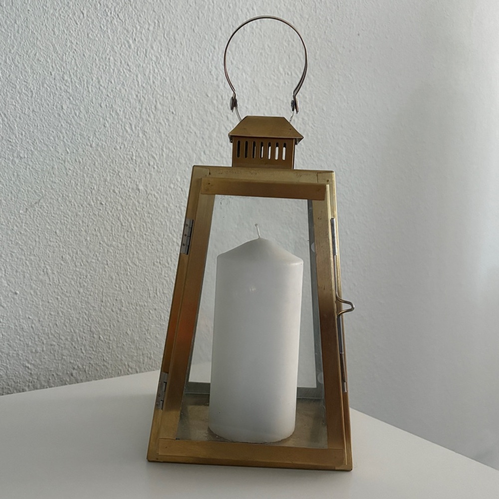 Gold Lantern Candle Holder